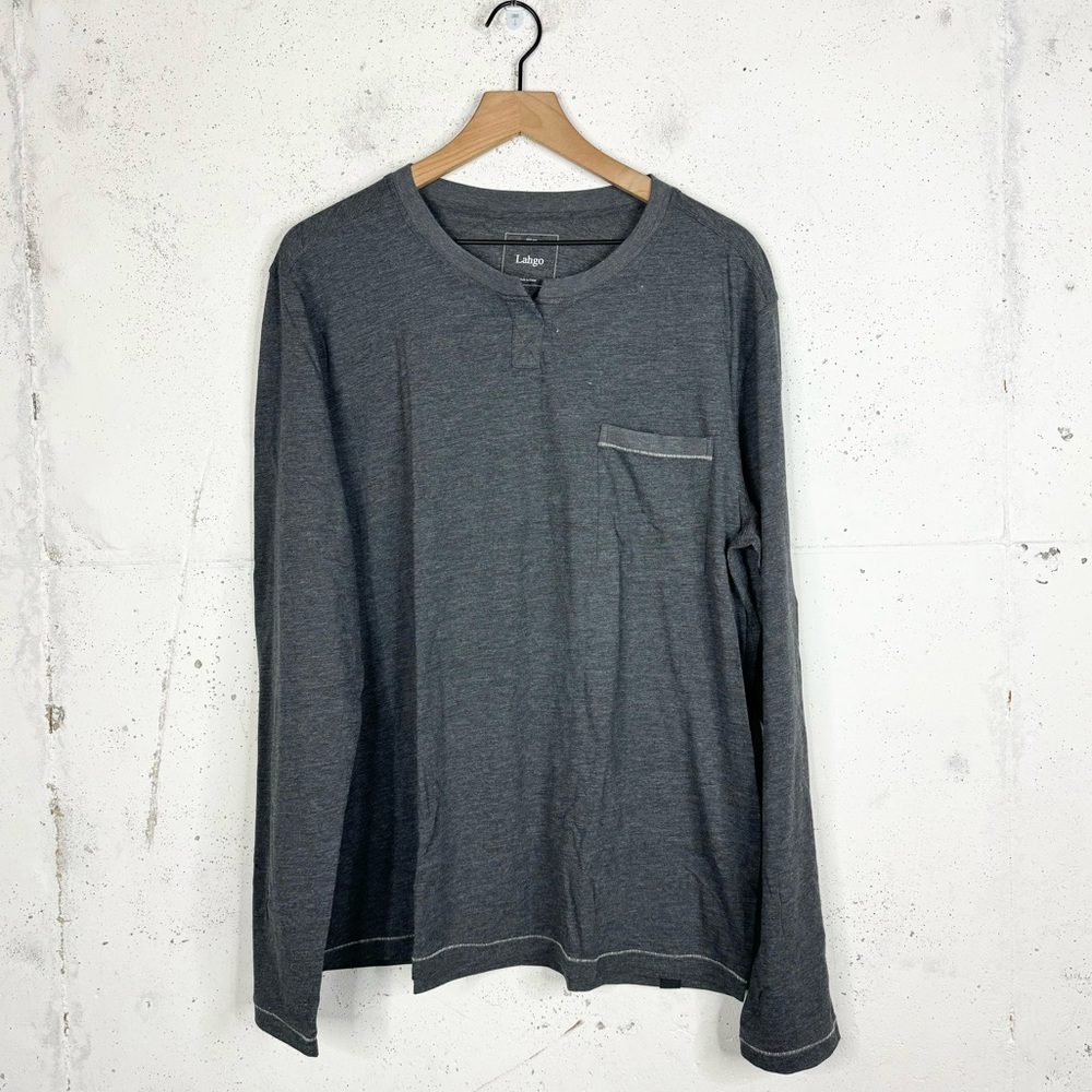 Lahgo Henley Long Sleeve Gray Shirt Size XXL